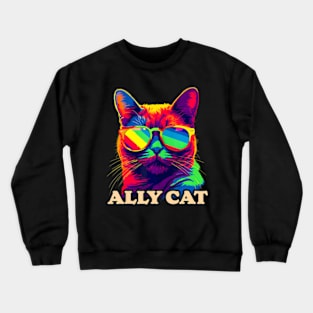 LGBT Cute Ally Cat Gay Pride LGBTQ Flag Pride Gear Crewneck Sweatshirt